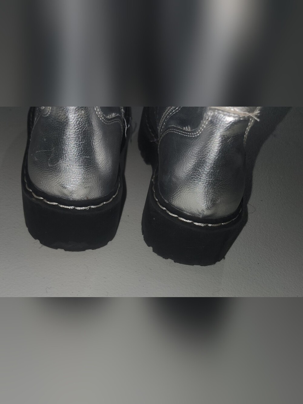 Sincerely Jules Metallic Silver Combat Boots Size 7.5 - Picture 10 of 12